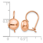 14k Rose Gold 8mm Polished Button Kidney Wire Earrings