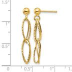 14k Polished Textured Twisted Link Dangle Post Earrings