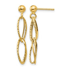 14k Polished Textured Twisted Link Dangle Post Earrings