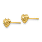 14K Diamond-cut Puffed Heart Post Stud Earrings
