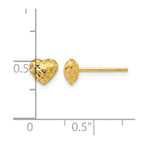 14K Diamond-cut Puffed Heart Post Stud Earrings