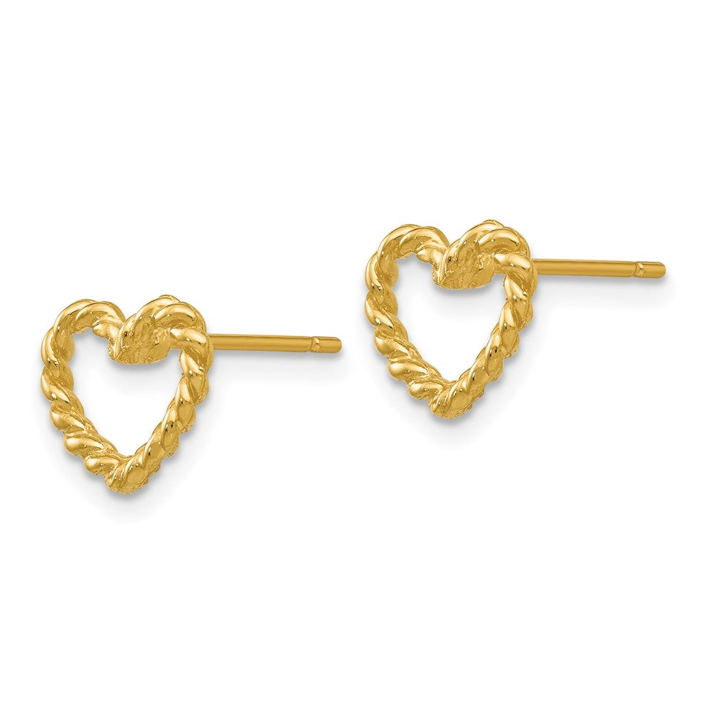 14k Polished Open Twisted Heart Post Earrings