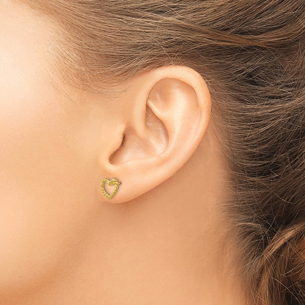 14k Polished Open Twisted Heart Post Earrings