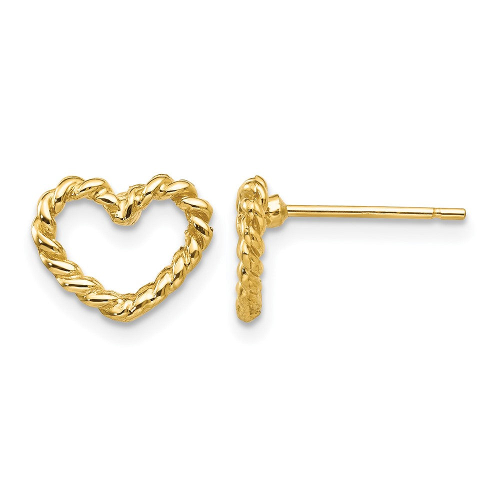 14k Polished Open Twisted Heart Post Earrings