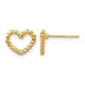 14k Polished Open Twisted Heart Post Earrings