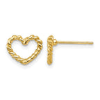 14k Polished Open Twisted Heart Post Earrings
