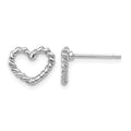 14k White Gold Polished Open Twisted Heart Post Earrings