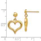 14K Polished Open Heart Dangle Post Earrings