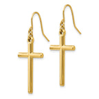 14k Polished Cross Dangle French Hook Earrings