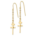 14K Chain Dangle 2-Cross French Hook Earrings