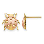 14k Two-Tone Satin and Polished Ladybug Post Earrings