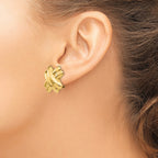 14k 20mm Polished X Omega Back Post Earrings