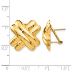 14k 20mm Polished X Omega Back Post Earrings