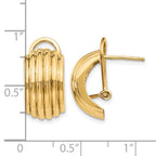 14k 9.5x16mm Polished Ribbed Half Hoop Omega Back Post Earrings
