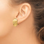 14k Polished Fancy Ribbed Omega Back Post Earrings