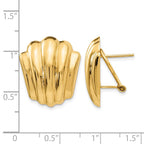 14k Polished Fancy Ribbed Omega Back Post Earrings