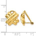 14k 14mm Polished X Omega Back Non-pierced Earrings