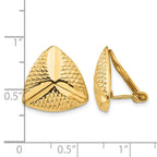 14k 15mm Textured Triangle Omega Back Non-pierced Earrings