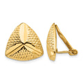 14k 15mm Textured Triangle Omega Back Non-pierced Earrings