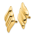 14k Diagonal Ribbed Omega Back Non-pierced Earrings