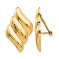 14k Diagonal Ribbed Omega Back Non-pierced Earrings