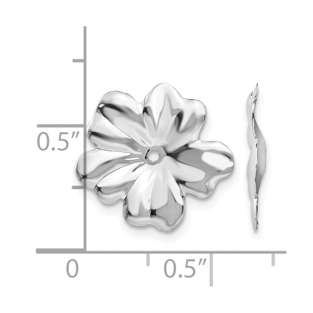 14k White Gold Polished Floral Earring Jackets