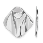 14k White Gold Polished Hammered Square Earring Jackets
