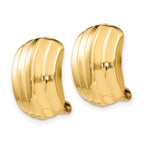 14k 12x17mm Polished Ribbed Omega Back Non-pierced Earrings