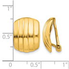 14k 12x17mm Polished Ribbed Omega Back Non-pierced Earrings