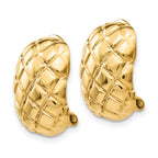 14k 12x17mm Polished Crisscross Omega Back Non-pierced Earrings