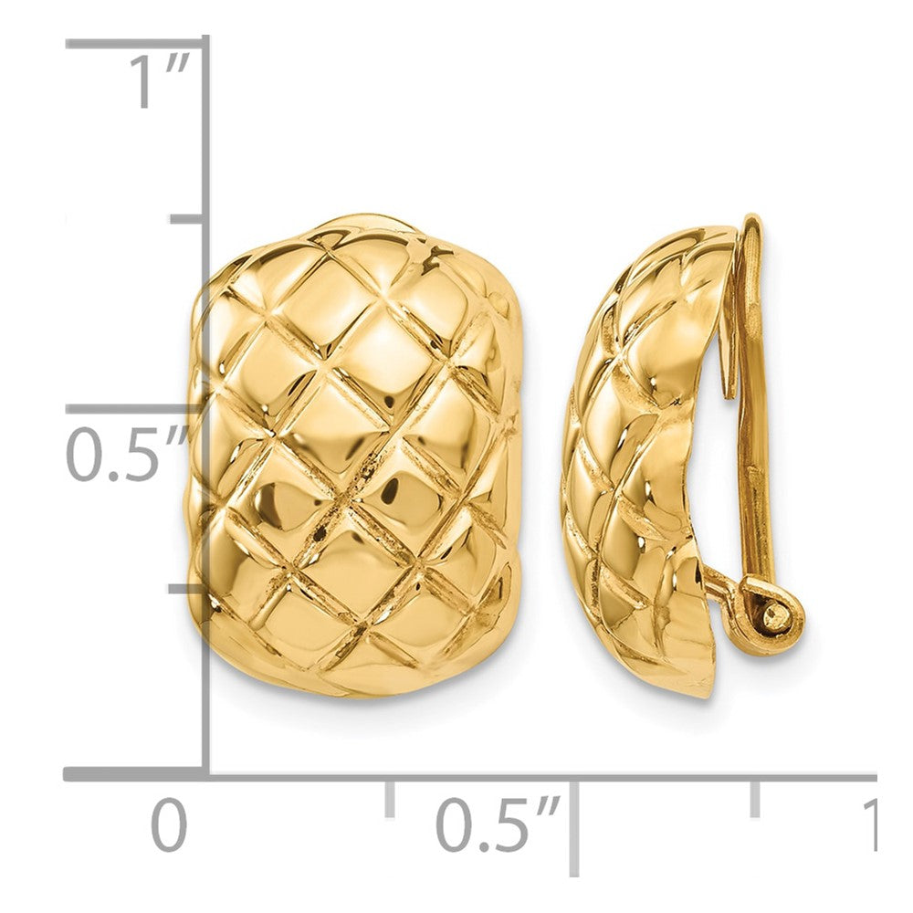 14k 12x17mm Polished Crisscross Omega Back Non-pierced Earrings