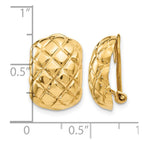 14k 12x17mm Polished Crisscross Omega Back Non-pierced Earrings