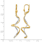 14k Two-tone Spiral Dangle Leverback Earrings