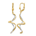 14k Two-tone Spiral Dangle Leverback Earrings