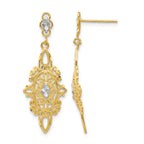 14k and White Rhodium Diamond-cut Filigree Dangle Post Earrings