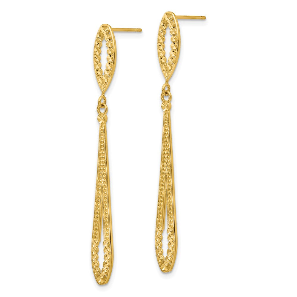 14k Diamond-cut Open Teardrop Dangle Post Earrings
