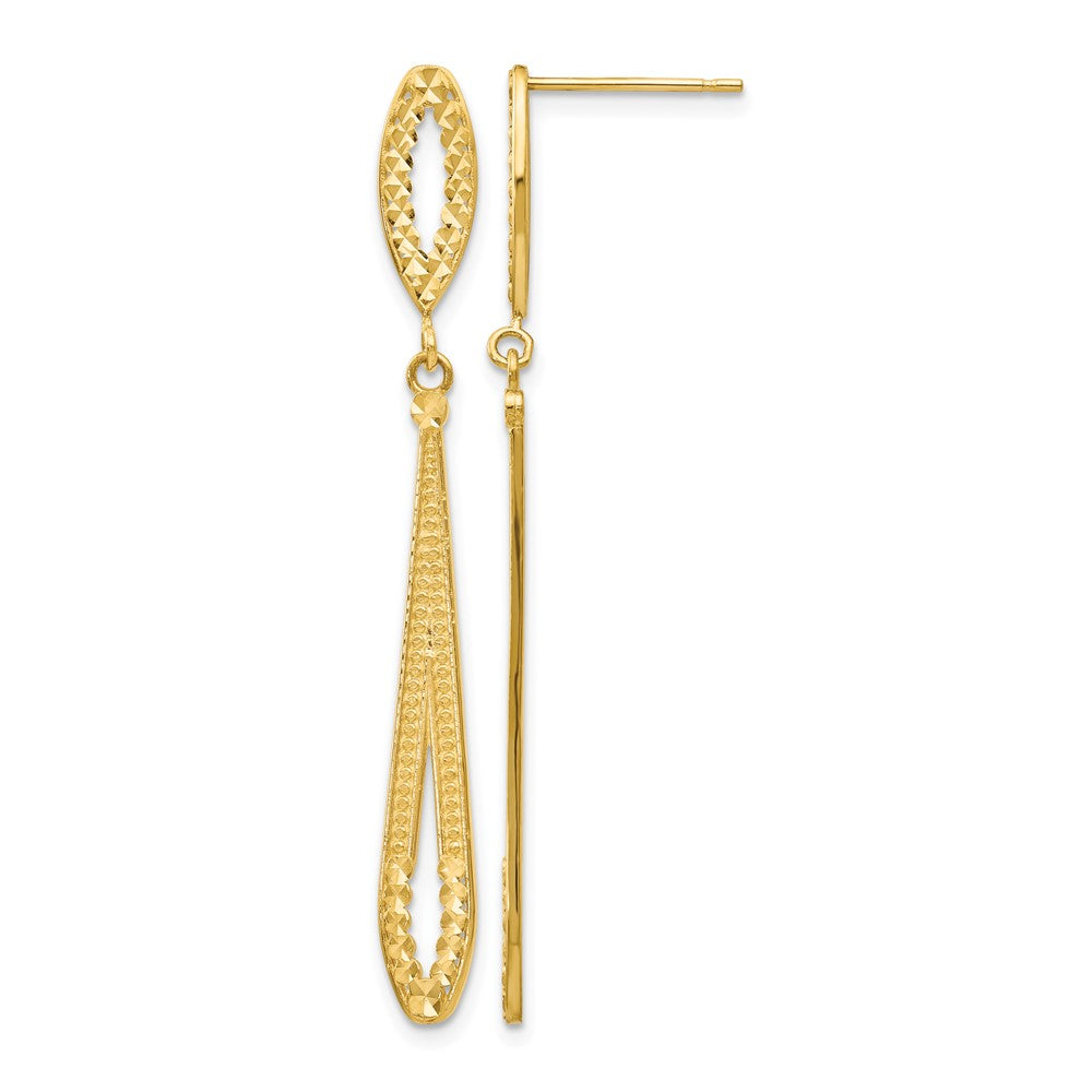 14k Diamond-cut Open Teardrop Dangle Post Earrings