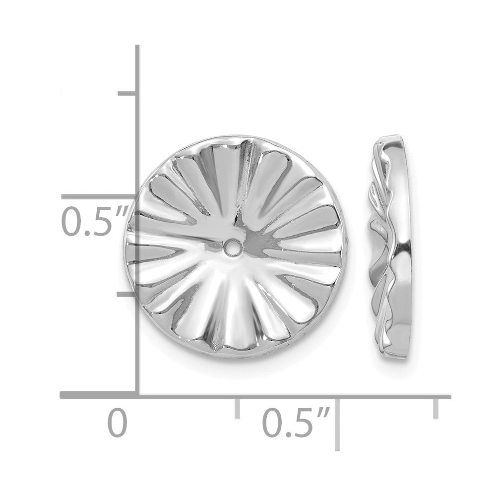 14k White Gold Polished Sunburst Earring Jackets