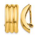 14k 8.5x19mm Polished Ribbed Omega Back Non-pierced Earrings