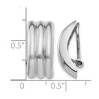 14k White Gold 8.5x19mm Polished Ribbed Omega Back Non-pierced Earrings