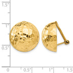 14k 18mm Hammered Half Ball Omega Back Non-pierced Earrings