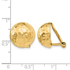 14k 14mm Hammered Half Ball Omega Back Non-pierced Earrings