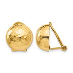 14k 12mm Hammered Half Ball Omega Back Non-pierced Earrings