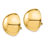 14k 24mm Polished Half Ball Omega Back Non-pierced Earrings