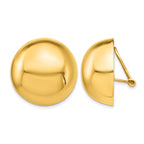 14k 24mm Polished Half Ball Omega Back Non-pierced Earrings