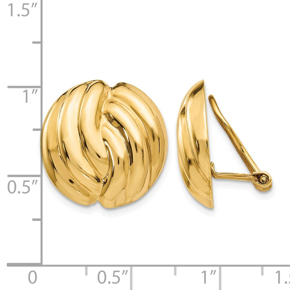 14k 19mm Polished Swirl Omega Back Non-pierced Earrings