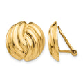14k 19mm Polished Swirl Omega Back Non-pierced Earrings