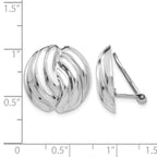 14k White Gold 19mm Polished Swirl Omega Back Non-pierced Earrings