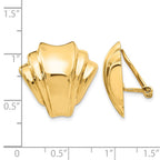 14k Polished Fan Omega Back Non-pierced Earrings