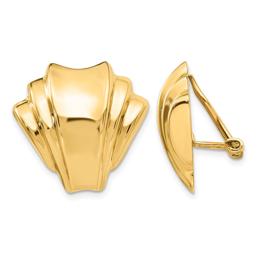 14k Polished Fan Omega Back Non-pierced Earrings